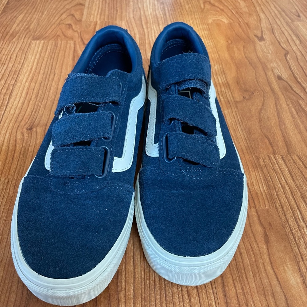 Blue suede velcro vans